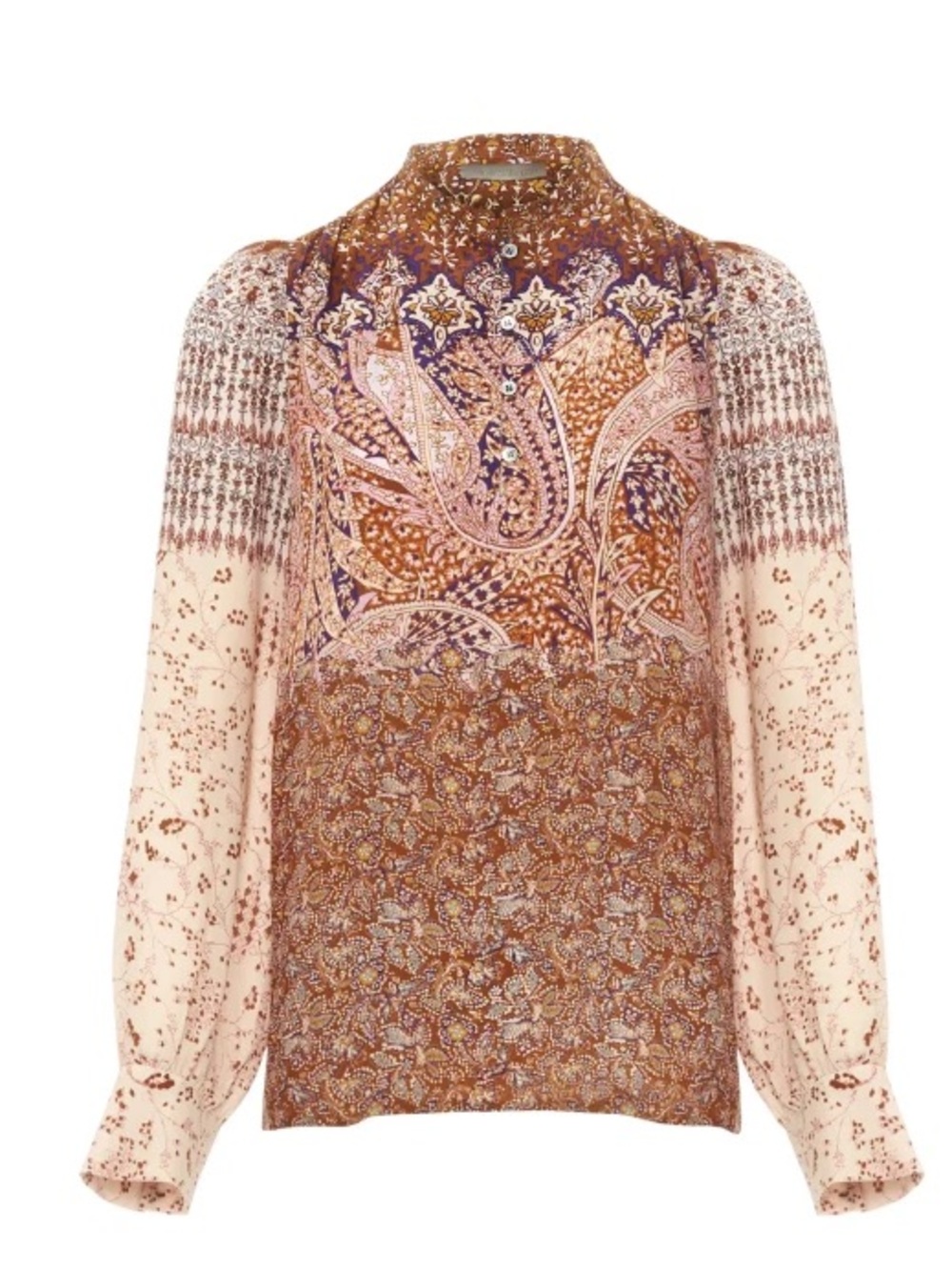 Vanessa Bruno Blouse Ned Bohemian Floral Print Silk Long-Sleeve Blouse - 36